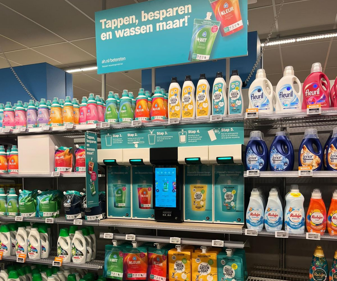 Het refill station bij Albert Heijn