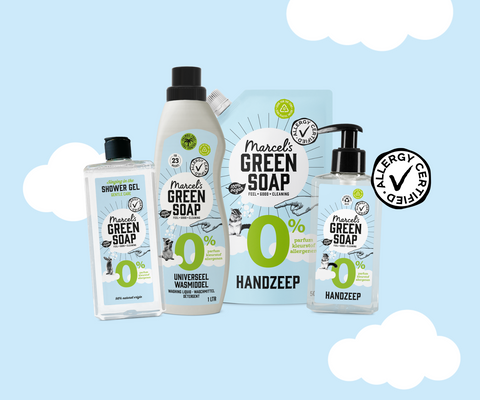 0% Shower Gel, Wasmiddel, Wasmiddel Refill en HandzeepProducten met Wolkjes