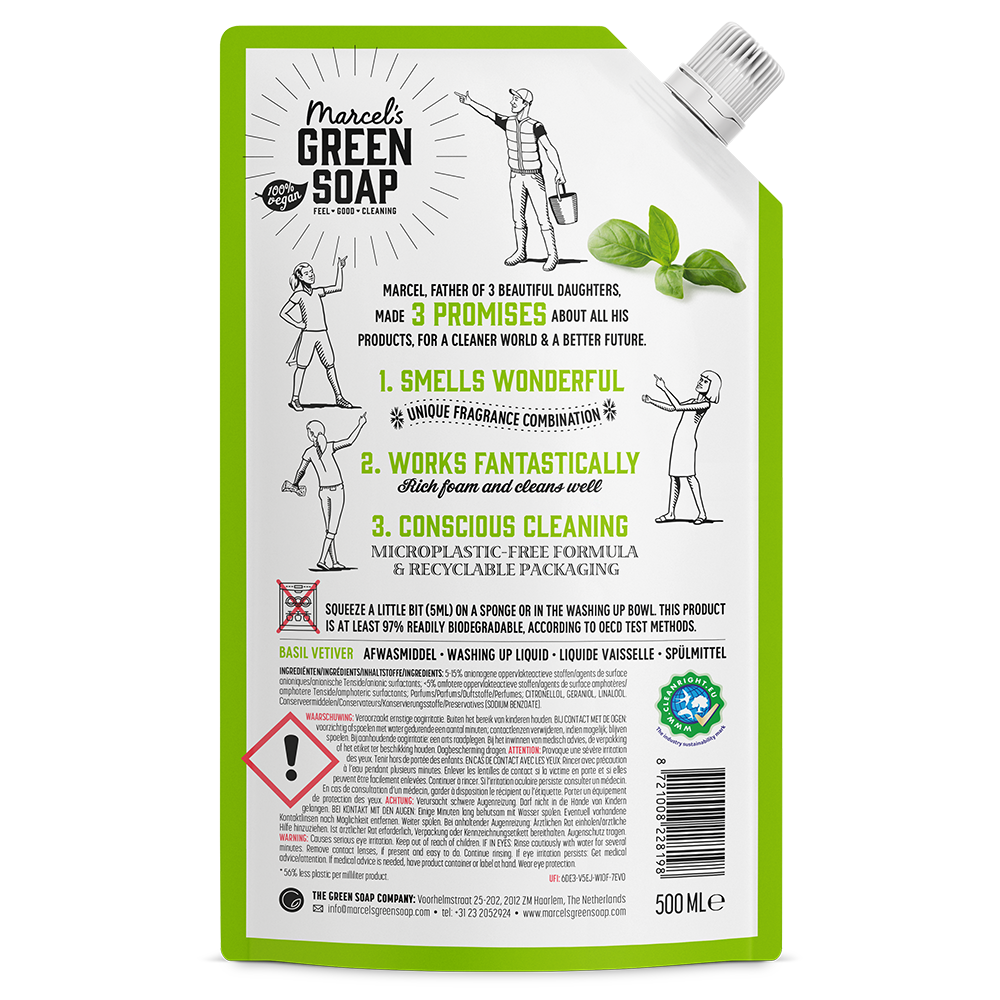 Afwasmiddel Navulling Basilicum & Vetiver